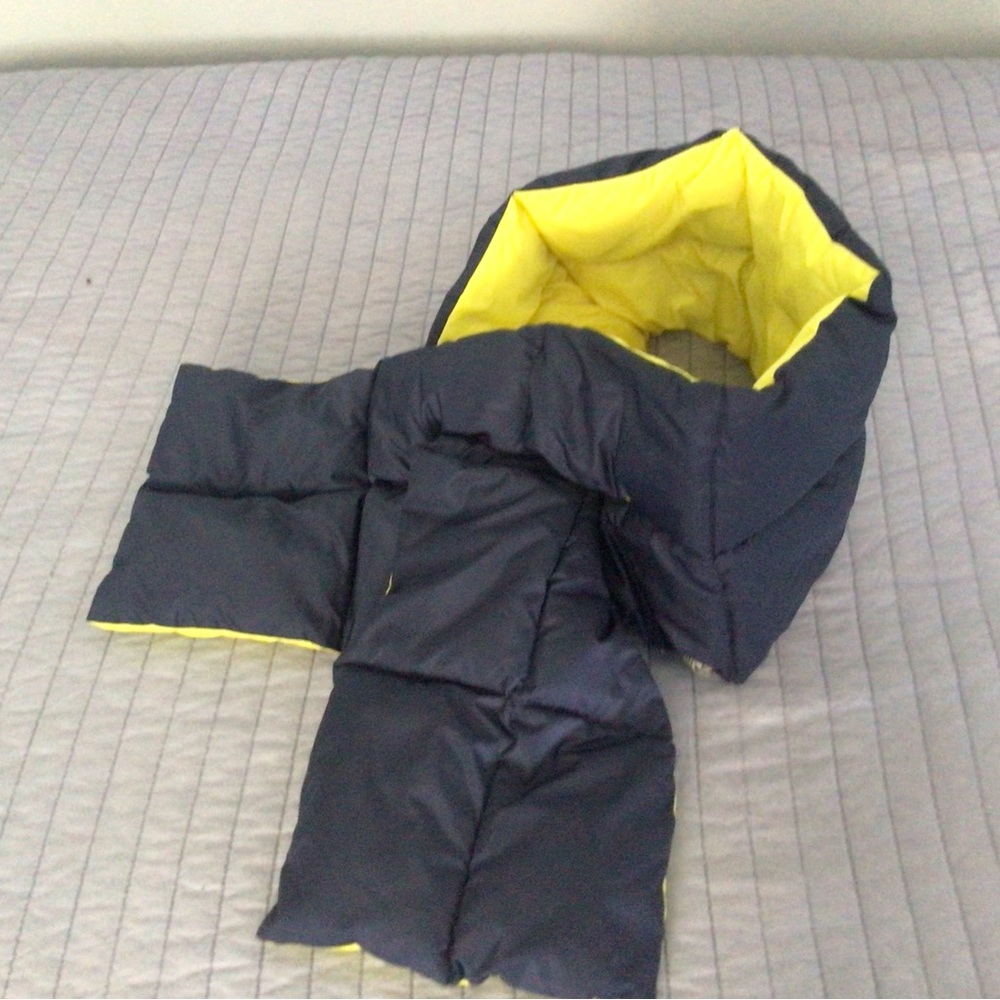 New Blue  and Yellow reversible Puffer Scarf